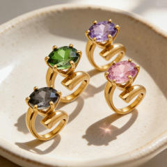 Creative big size crystal stainless steel rings
