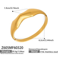 18KG fashion wave fold stainless steel bangle bracelet