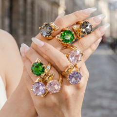 Creative big size crystal stainless steel rings