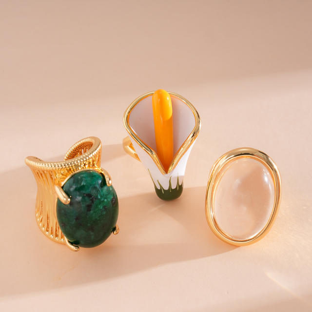Vintage big imitation stone finger rings