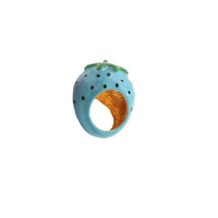 Summer color enamel strawberry finger rings
