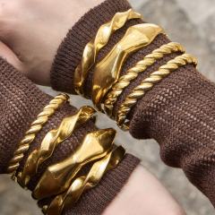 18KG fashion wave fold stainless steel bangle bracelet