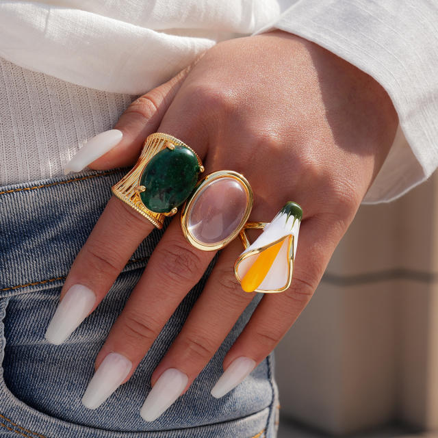Vintage big imitation stone finger rings