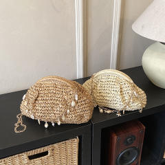 French trend holiday design straw bag crossbody bag for women