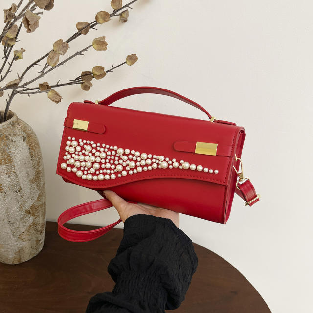 Unique pearl bead design small size handbag evening bag crossbody bag