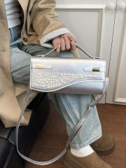 Unique pearl bead design small size handbag evening bag crossbody bag