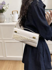Unique pearl bead design small size handbag evening bag crossbody bag