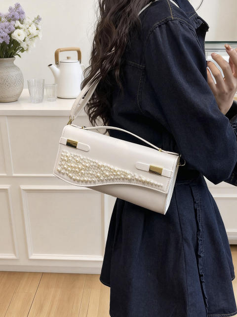 Unique pearl bead design small size handbag evening bag crossbody bag
