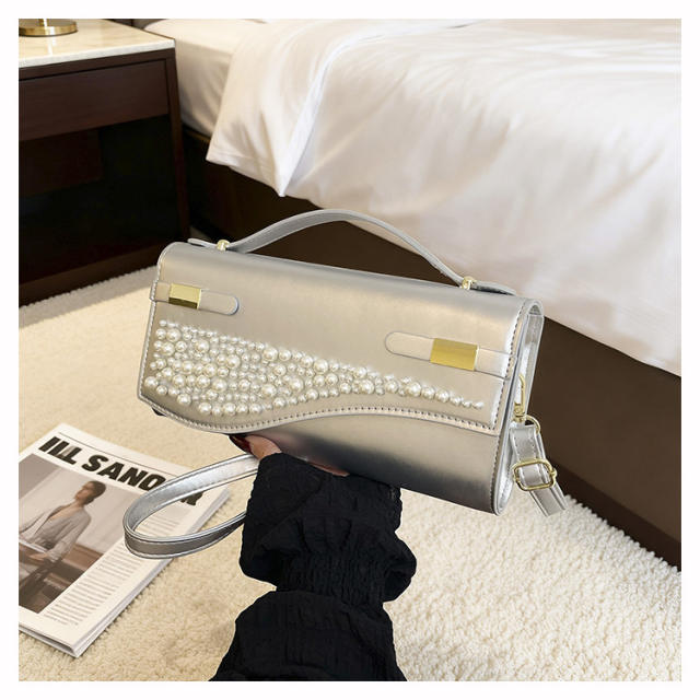 Unique pearl bead design small size handbag evening bag crossbody bag
