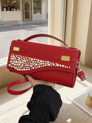 Unique pearl bead design small size handbag evening bag crossbody bag