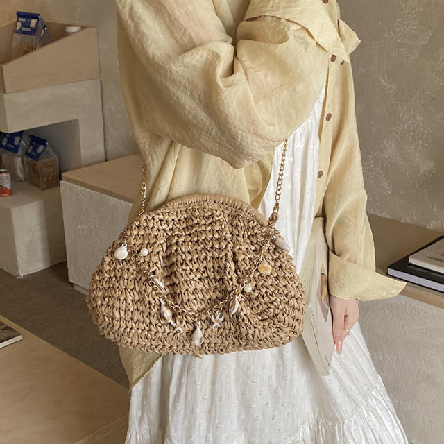 French trend holiday design straw bag crossbody bag for women
