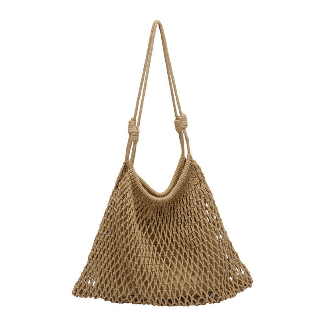 French trend hollow design straw beach bag tote bag