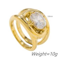 Oval Single Diamond Ring K-Style Simple stainless steel rings