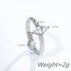 Delicate horse eye cubic zircon tassel stainless steel rings