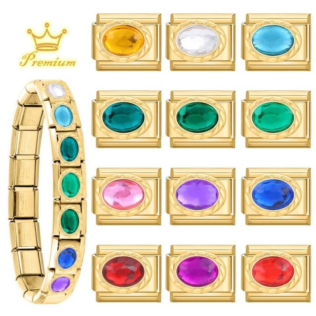 DIY Splicing Welded Gold Gemstone Bracelet Italian Module Bracelet Jewelry Creative Bracelet Accessories