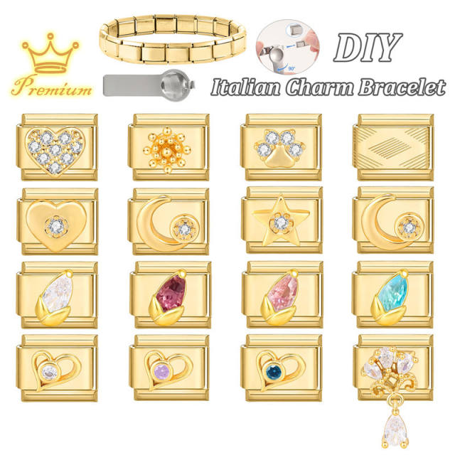 Charms DIY Italian Module Personality Bracelet Gold Base Moon Module Jewelry Creative Bracelet Accessories