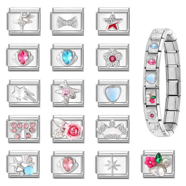 Creative Module Charms Steel Color DIY Square Module Jewelry Personalized Retro Handmade Craft Bracelet Accessories