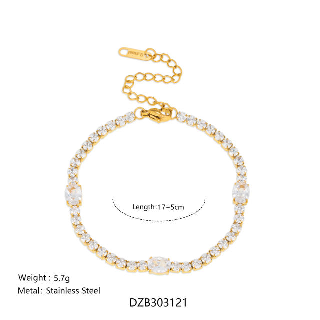 18KG tennis chain bracelet stainless steel bracelet diamond bracelet
