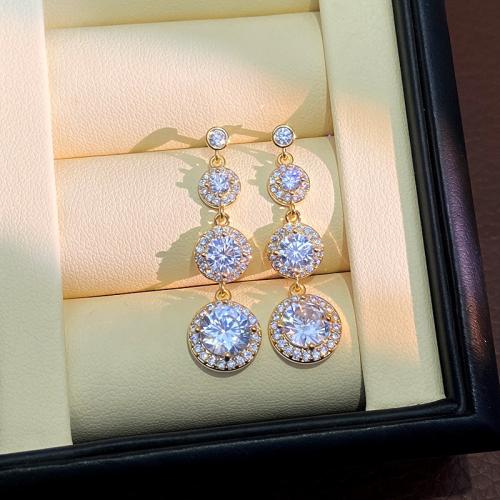 Super shiny round cubic zircon dangle earrings diamond earrings