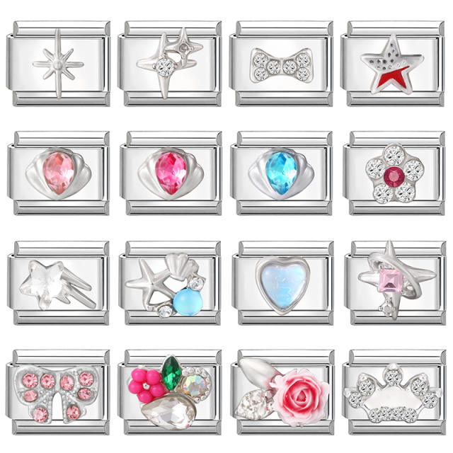 Creative Module Charms Steel Color DIY Square Module Jewelry Personalized Retro Handmade Craft Bracelet Accessories