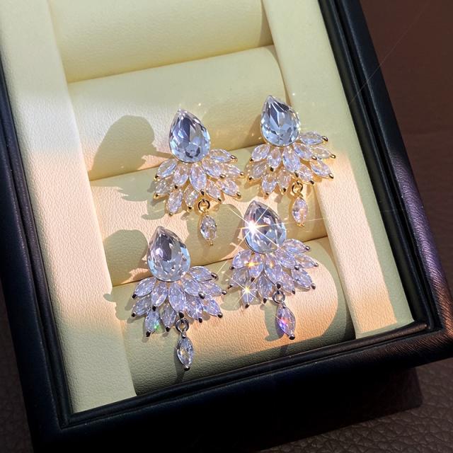 925 silver needle diamond earrings wedding earrings