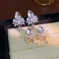 925 silver needle diamond earrings wedding earrings