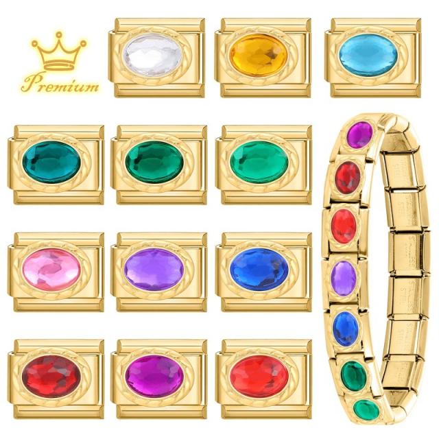 DIY Splicing Welded Gold Gemstone Bracelet Italian Module Bracelet Jewelry Creative Bracelet Accessories