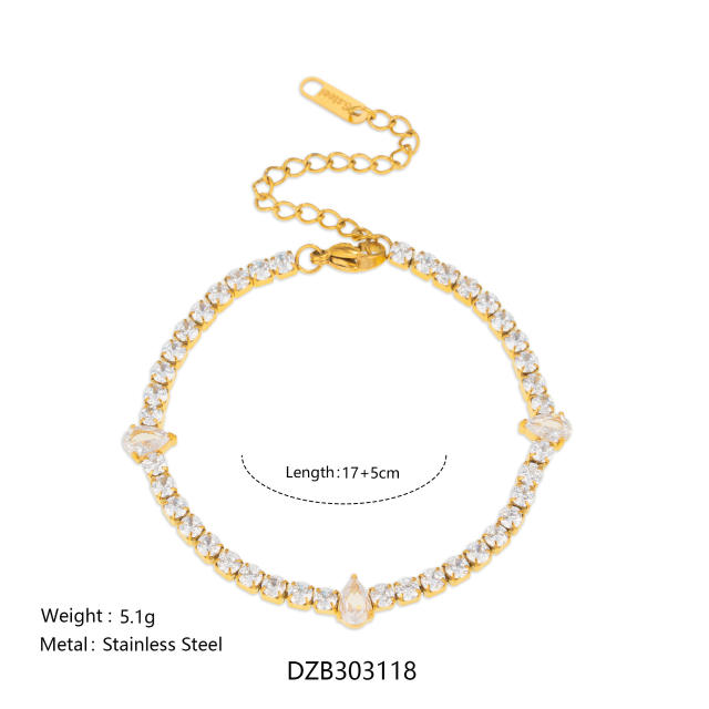 18KG tennis chain bracelet stainless steel bracelet diamond bracelet