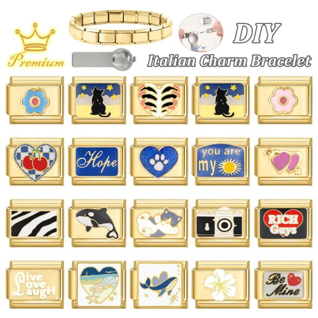 Fashion Creative Gold Bottom Bracelet Necklace Ring Bracelet Module Elegant DIY Pendant Italian Jewelry Accessories