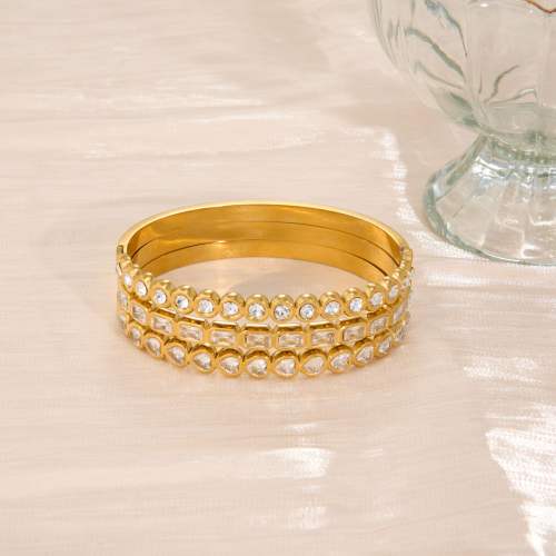 18KG diamond stainless steel bangle bracelet
