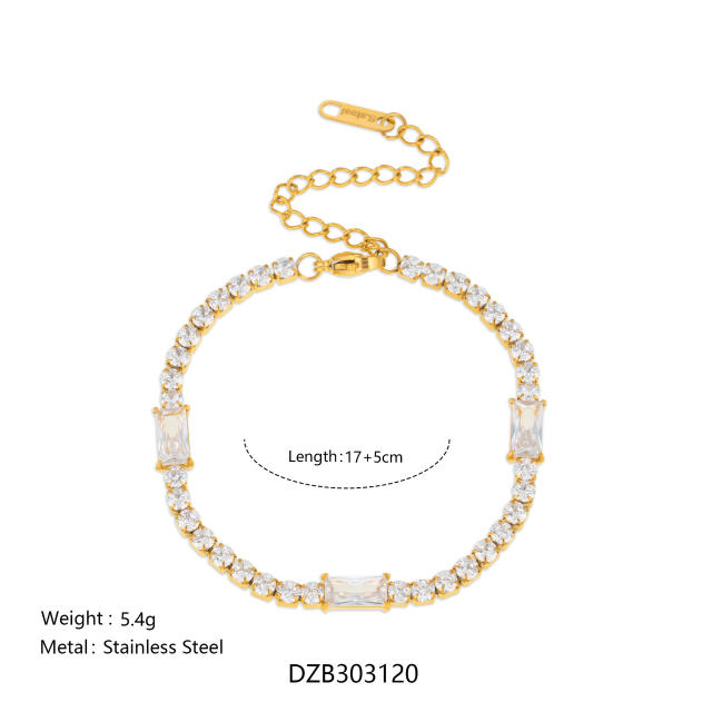 18KG tennis chain bracelet stainless steel bracelet diamond bracelet