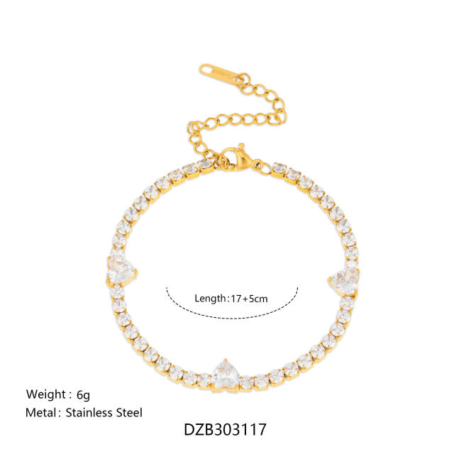 18KG tennis chain bracelet stainless steel bracelet diamond bracelet