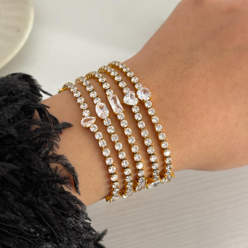 18KG tennis chain bracelet stainless steel bracelet diamond bracelet
