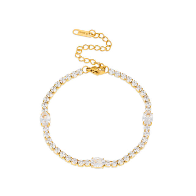 18KG tennis chain bracelet stainless steel bracelet diamond bracelet