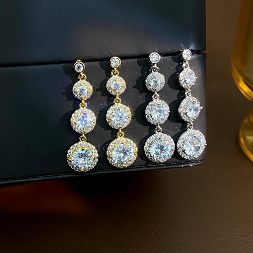 Super shiny round cubic zircon dangle earrings diamond earrings