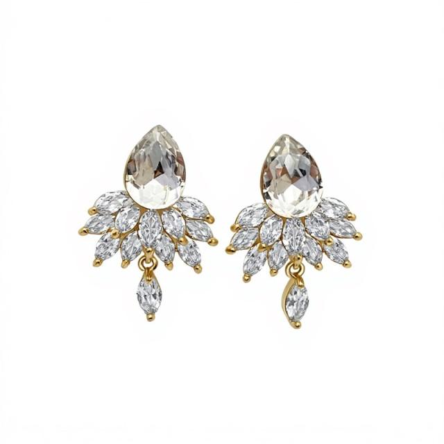 925 silver needle diamond earrings wedding earrings