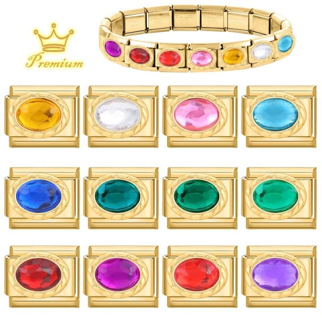 DIY Splicing Welded Gold Gemstone Bracelet Italian Module Bracelet Jewelry Creative Bracelet Accessories