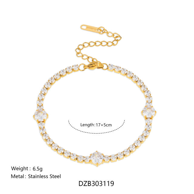 18KG tennis chain bracelet stainless steel bracelet diamond bracelet