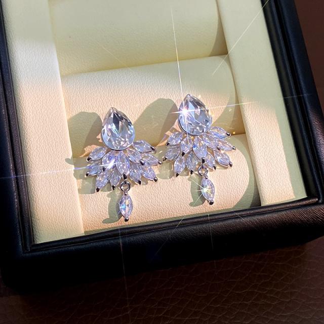 925 silver needle diamond earrings wedding earrings