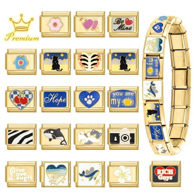 Fashion Creative Gold Bottom Bracelet Necklace Ring Bracelet Module Elegant DIY Pendant Italian Jewelry Accessories