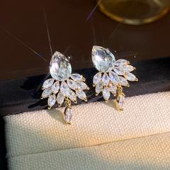 925 silver needle diamond earrings wedding earrings