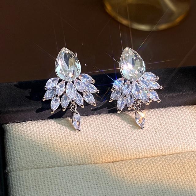 925 silver needle diamond earrings wedding earrings