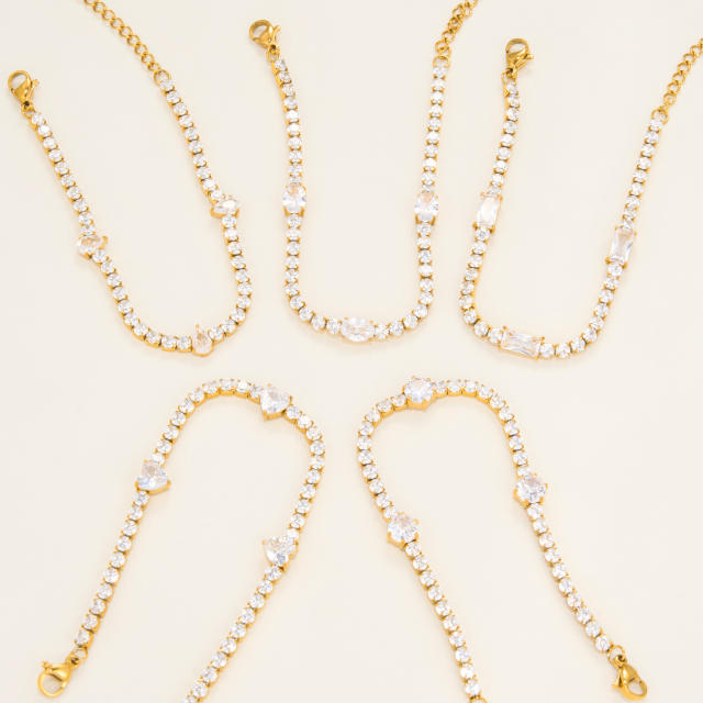 18KG tennis chain bracelet stainless steel bracelet diamond bracelet