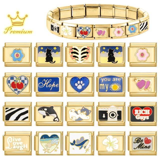 Fashion Creative Gold Bottom Bracelet Necklace Ring Bracelet Module Elegant DIY Pendant Italian Jewelry Accessories