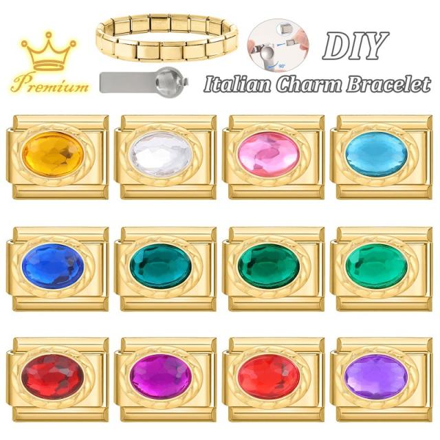 DIY Splicing Welded Gold Gemstone Bracelet Italian Module Bracelet Jewelry Creative Bracelet Accessories