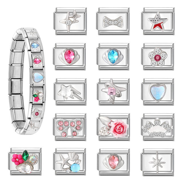 Creative Module Charms Steel Color DIY Square Module Jewelry Personalized Retro Handmade Craft Bracelet Accessories