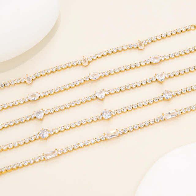 18KG tennis chain bracelet stainless steel bracelet diamond bracelet