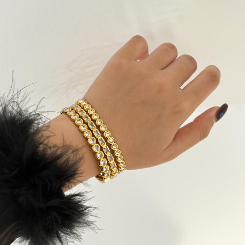 18KG diamond stainless steel bangle bracelet
