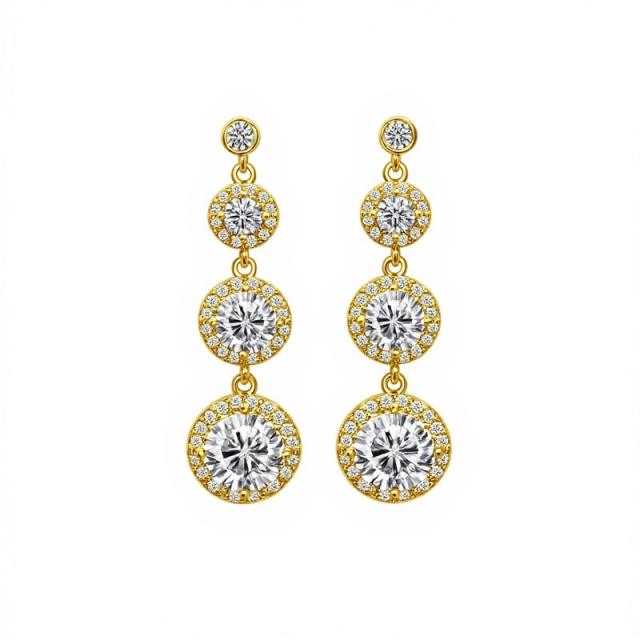 Super shiny round cubic zircon dangle earrings diamond earrings