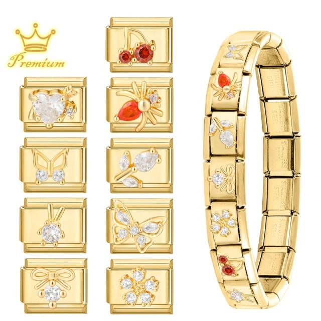 Elegant Italian Gold Bottom DIY Pendant Fashion Creative Italian Exquisite Bracelet Pendant Module Jewelry Accessories